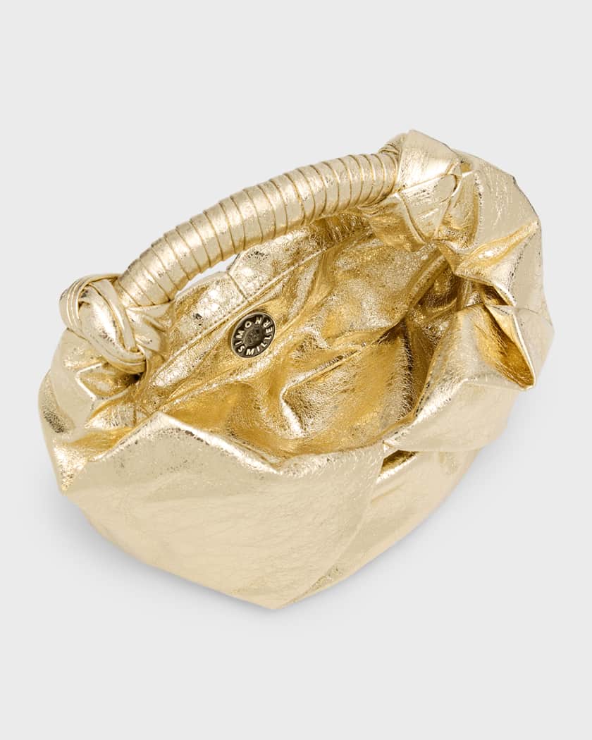 Lame Lopsy Metallic Vegan Leather Top-Handle Bag
