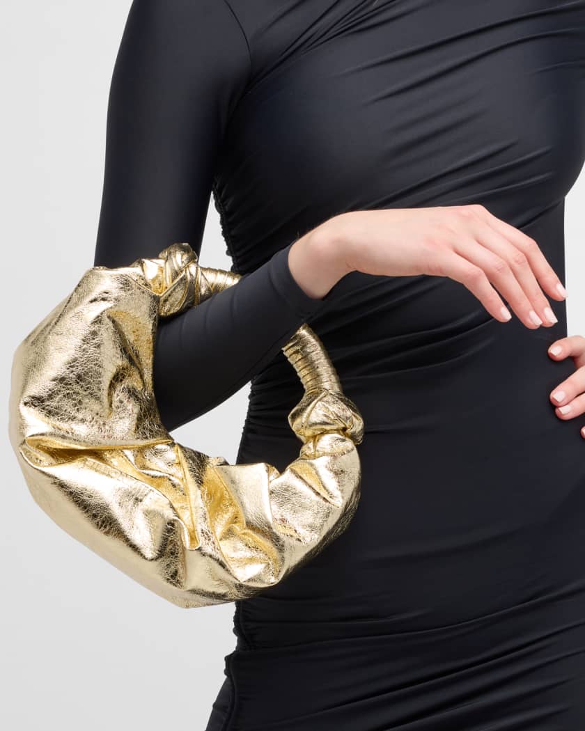 Lame Lopsy Metallic Vegan Leather Top-Handle Bag