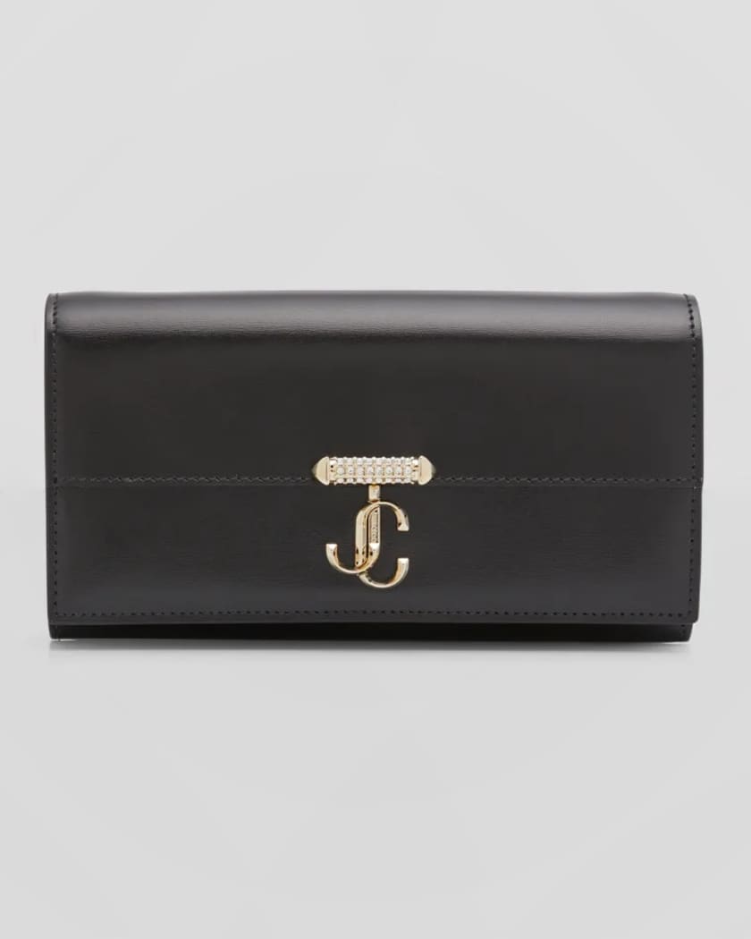 Jimmy Choo Varenne Leather Wallet with Embellished Strap