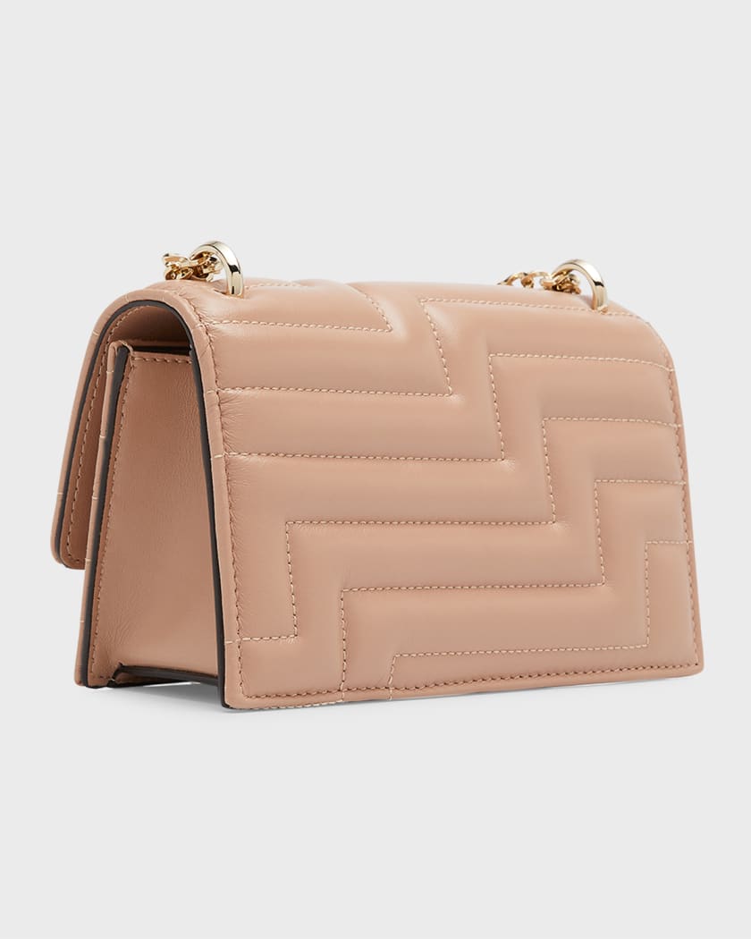 JIMMY CHOO Varenne Avenue Wallet W/Chain Ballet Pink Quilted Nappa