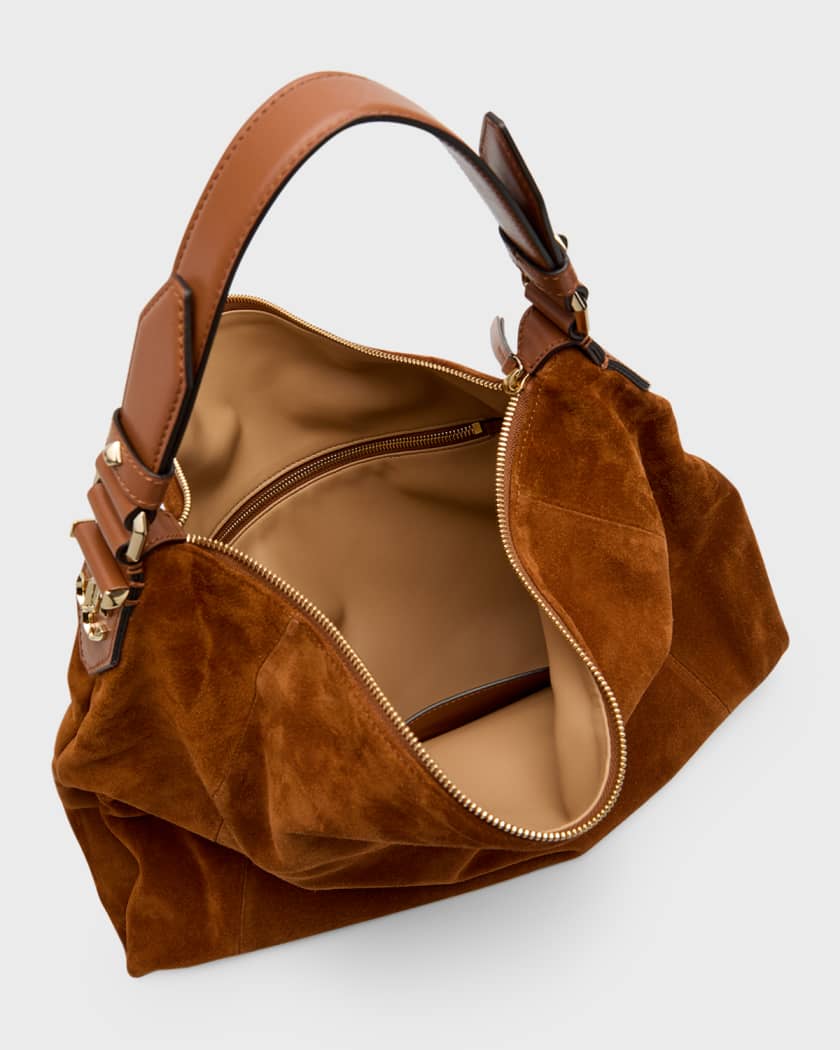 Jimmy Choo Ana Zip Suede Hobo Bag Neiman Marcus