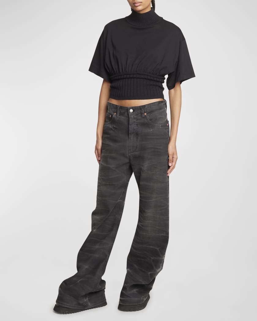 MM6 Maison Margiela Baggy Wide-Leg Faded Jeans | Neiman Marcus