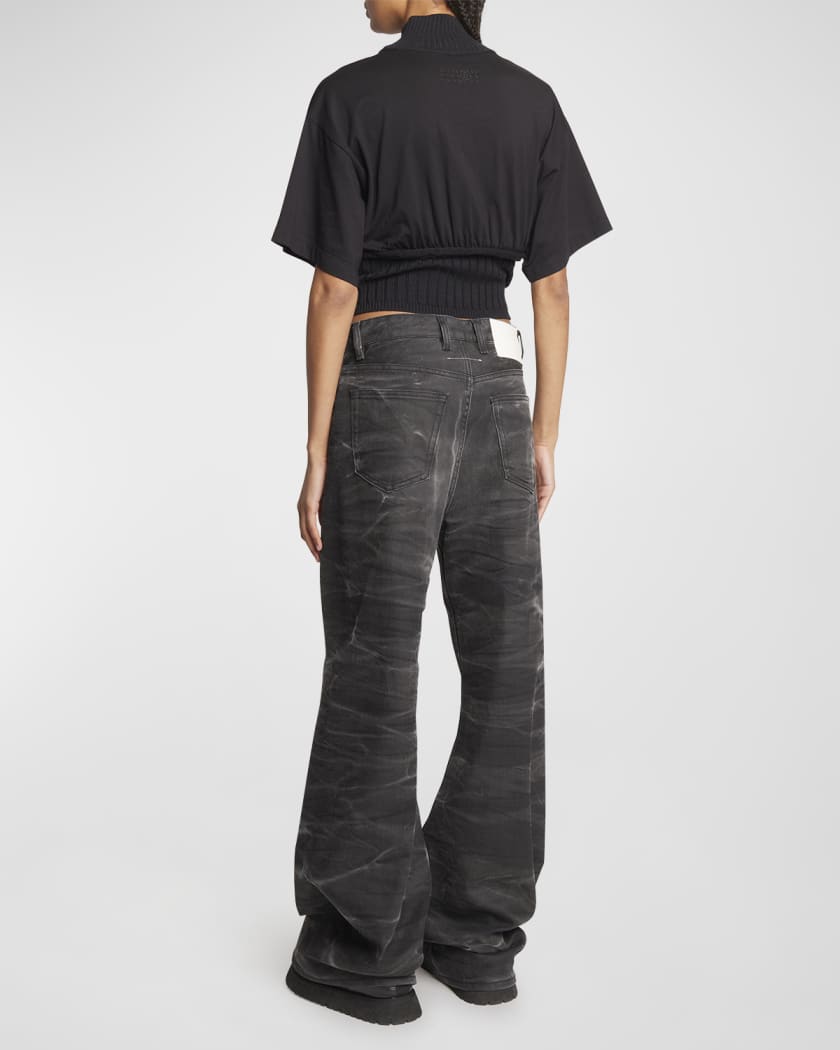 MM6 Maison Margiela Baggy Wide-Leg Faded Jeans | Neiman Marcus