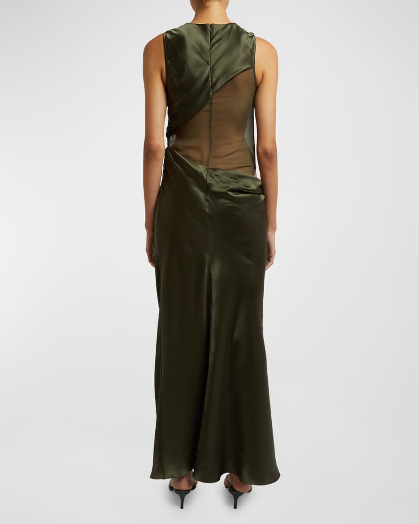 Christopher Esber Slope-Bra Tie Slash-Cutout Silk Gown
