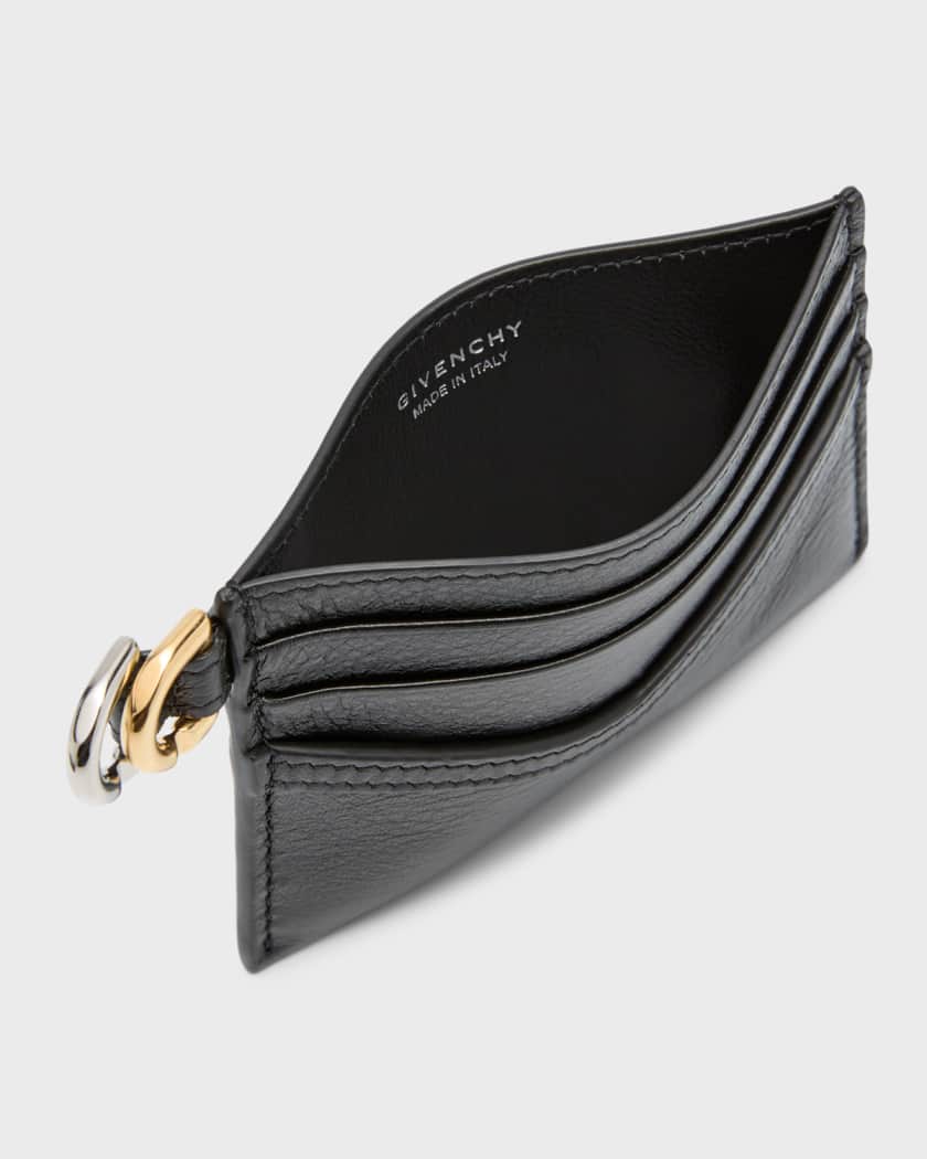 Givenchy: Black Leather 4G Zip Card Holder
