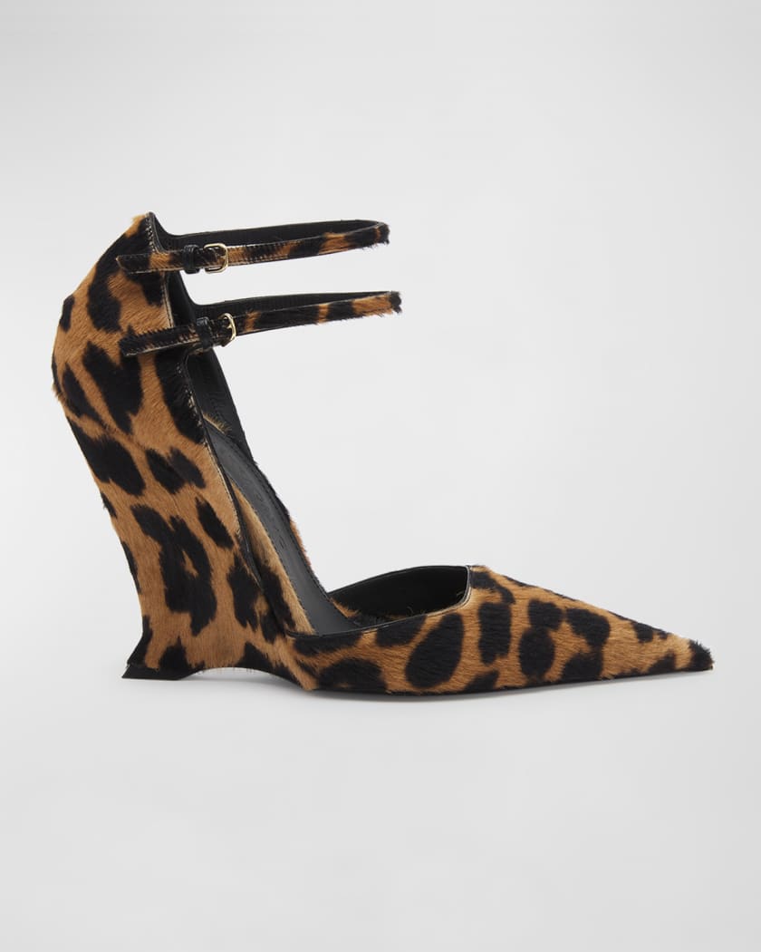 Ferragamo Vidya Leopard Print Leather Wedge Pumps Neiman Marcus