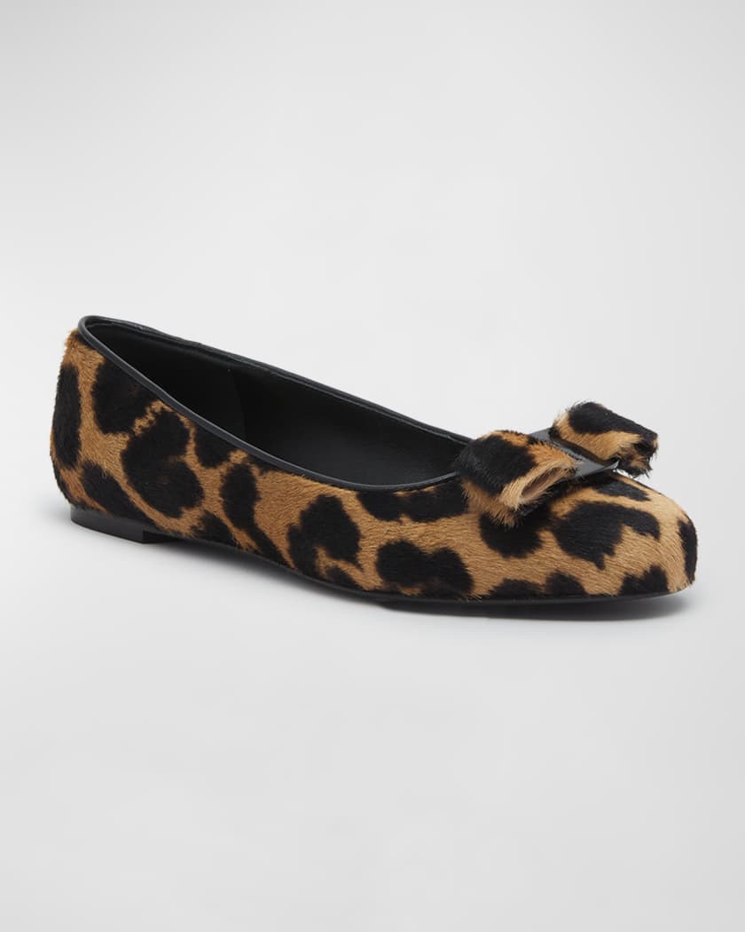 Brown Mamadrague leopard-print satin ballet flats