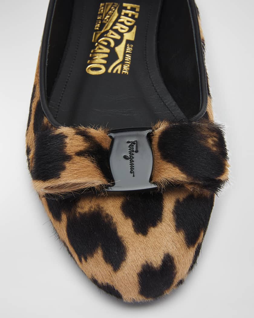 FERRAGAMO Siwar leopard-print calf hair flats