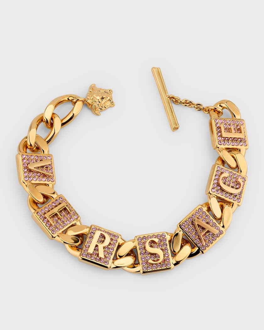 Crystal Letter A Gold Delicate Chain Bracelet in White Crystal