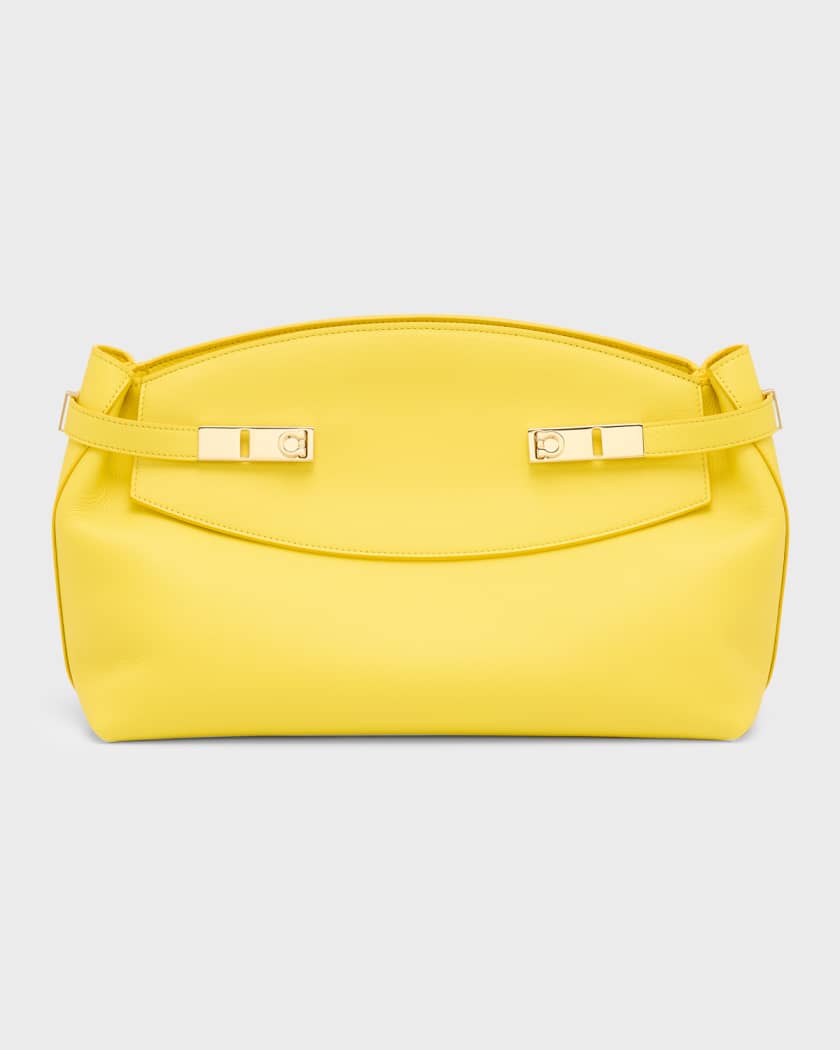 Pouch Mini bag in yellow leather