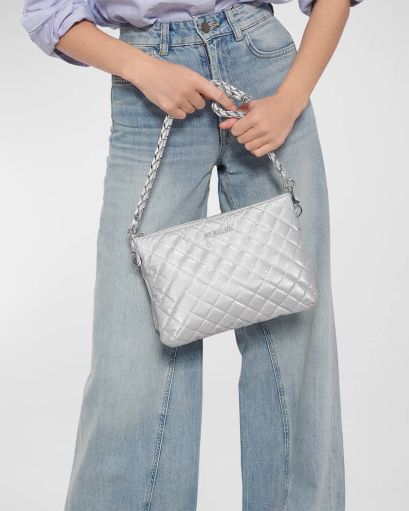 MZ WALLACE Crosby Large Metallic Nylon Shoulder Bag Neiman Marcus