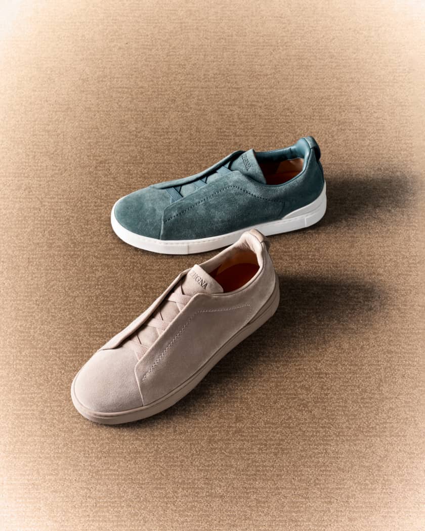 Men's Triple Stitch Suede Low-Top Sneakers