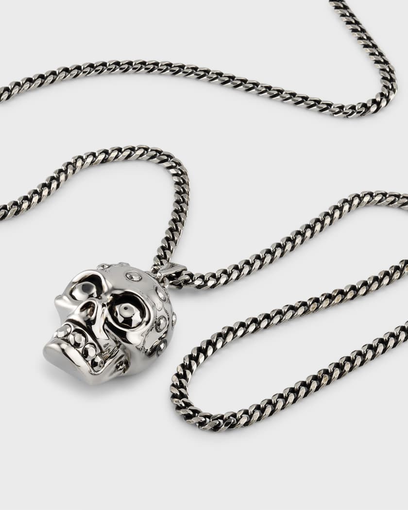 Skull Silver-Tone Crystal Necklace