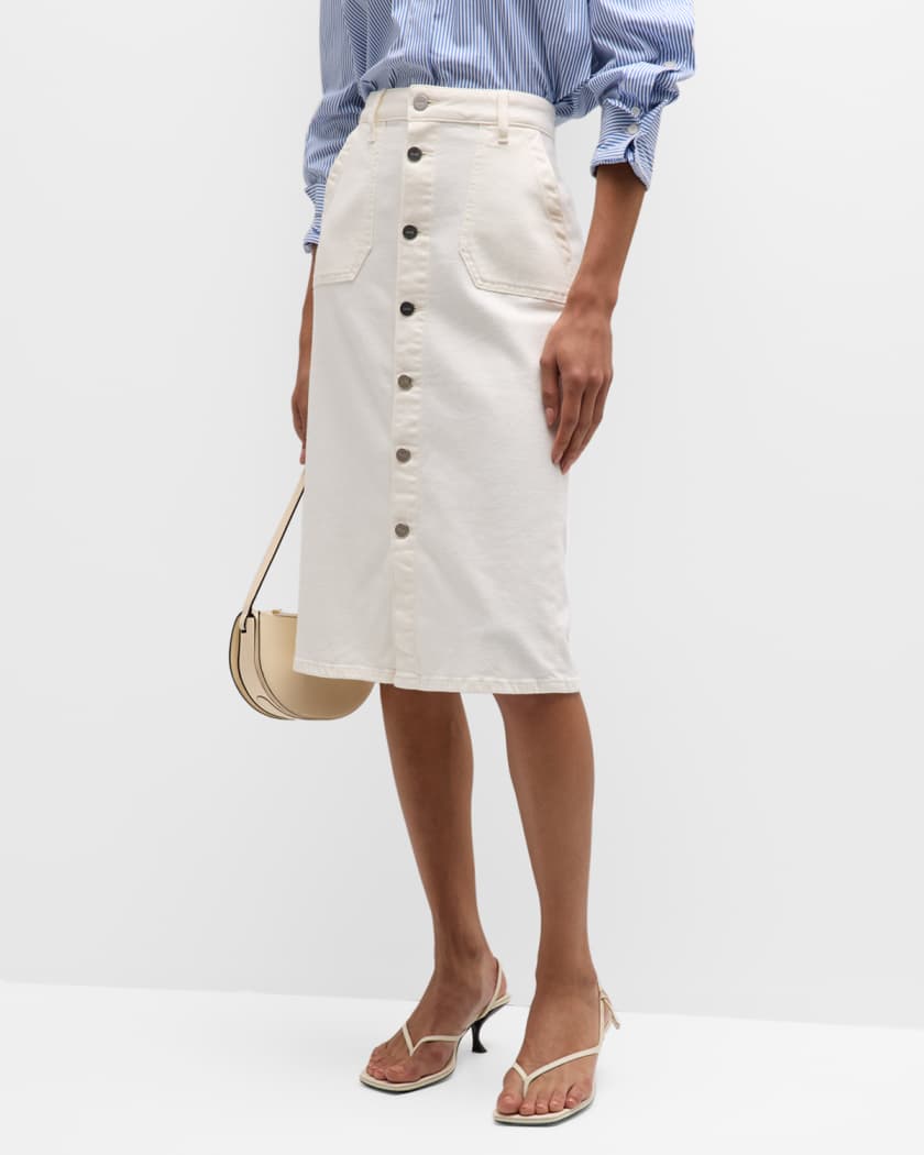 Meadow Denim Button Front Midi Skirt