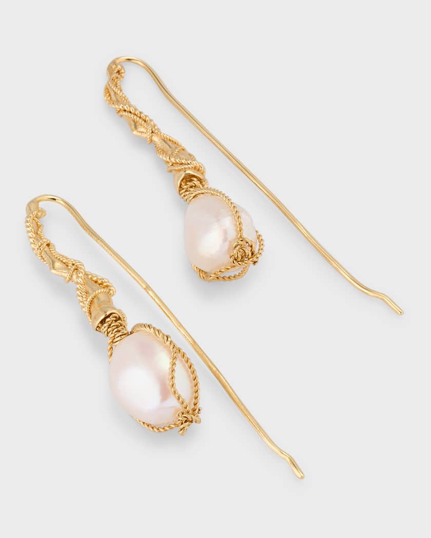 Bottega Veneta Wrapped Pearl Dangle Earrings Neiman Marcus