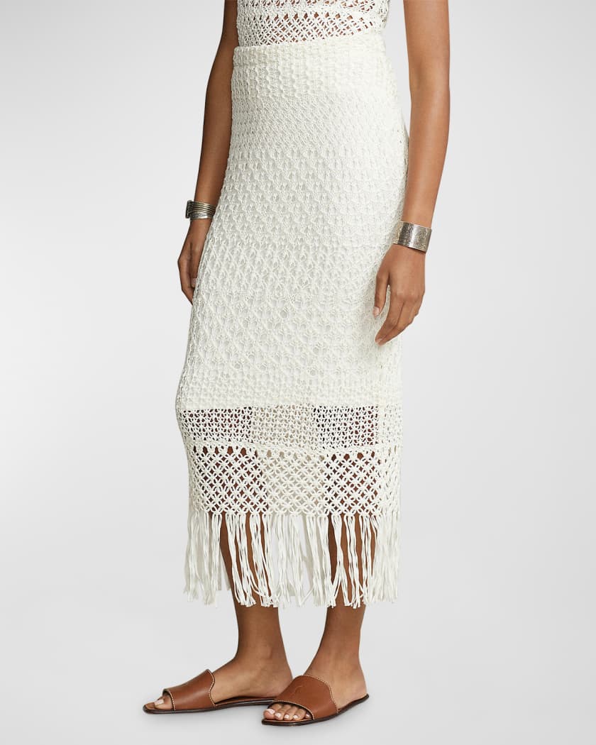 Polo Ralph Lauren Pointelle-Knit & Macrame Pencil Skirt | Neiman