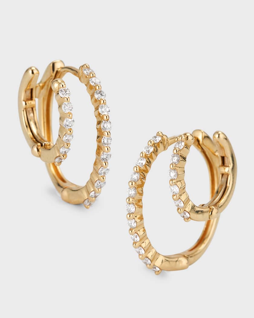 Siena Jewelry 14K Yellow Gold Diamond Huge Cuff Large Earrings