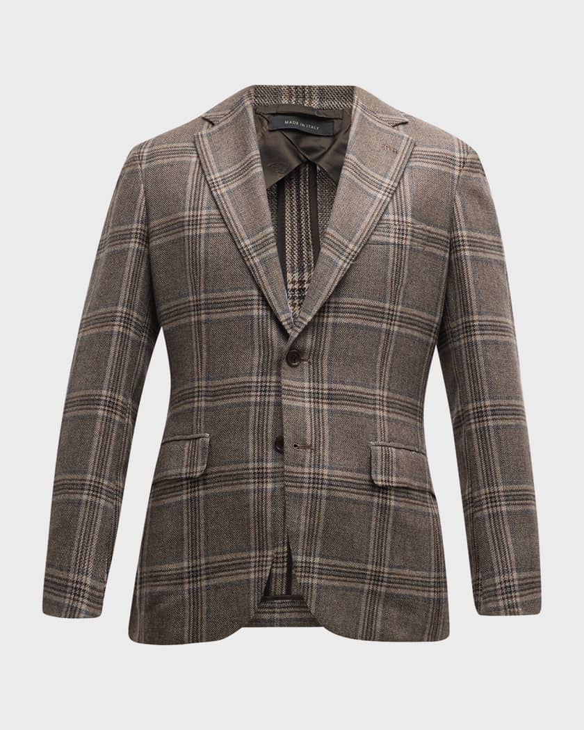 Men s Wool Cashmere Plaid Sport Coat