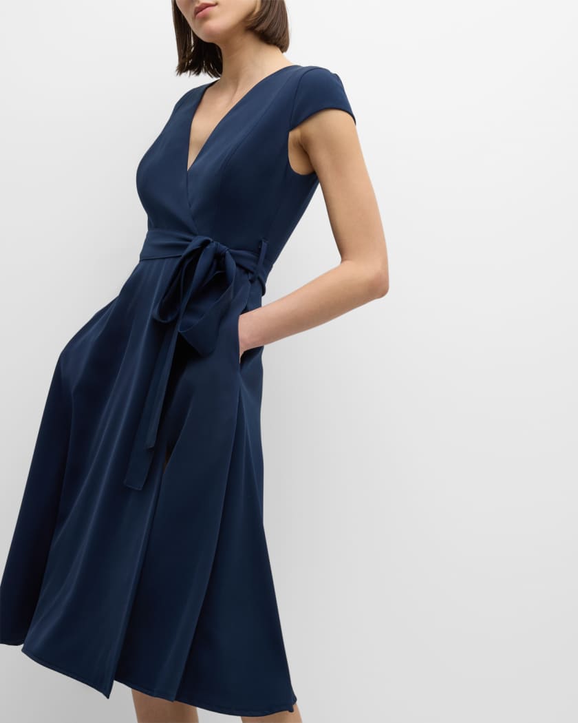 Black Halo Pandora Tailored Short A-Line Dress with Belt | Neiman Marcus