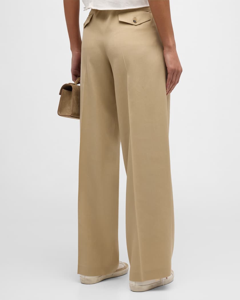 Pleated Wide-Leg Wool Pants