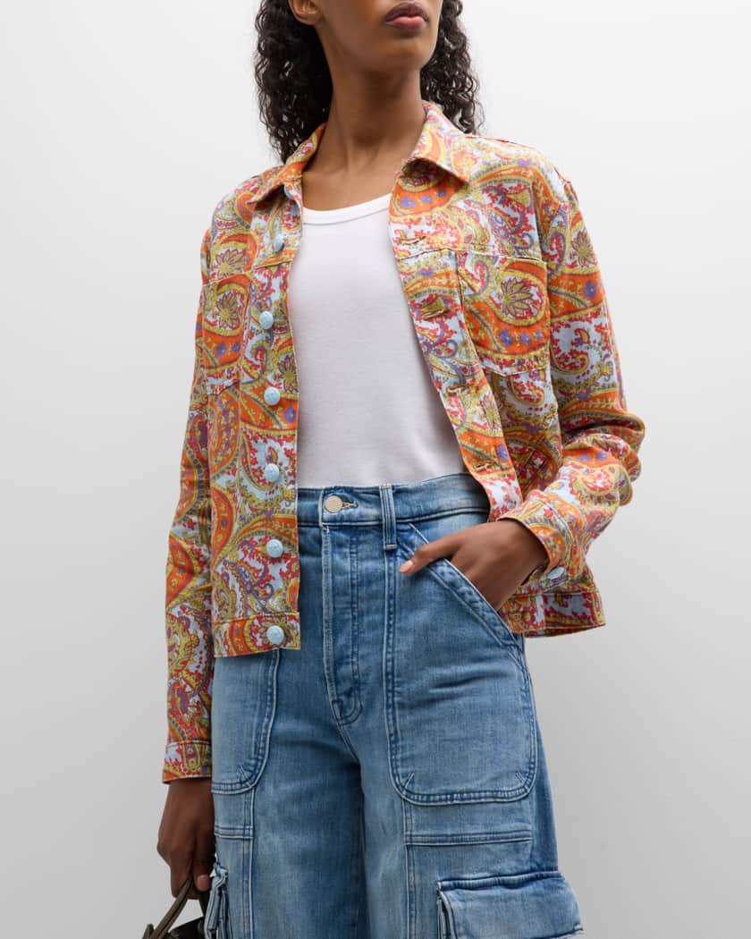 L'Agence Celine Paisley Slim Linen Jacket | Neiman Marcus