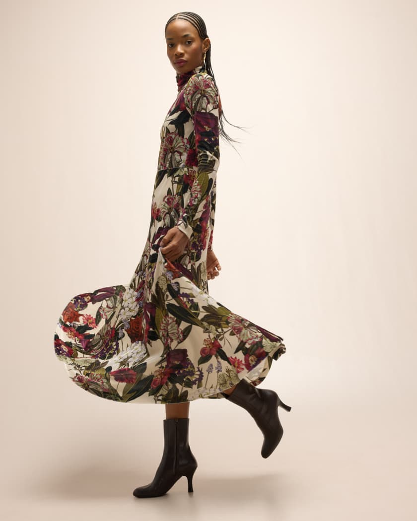 Cara Cara Agata Mock-Neck Long-Sleeve | Floral Marcus Dress Maxi Neiman