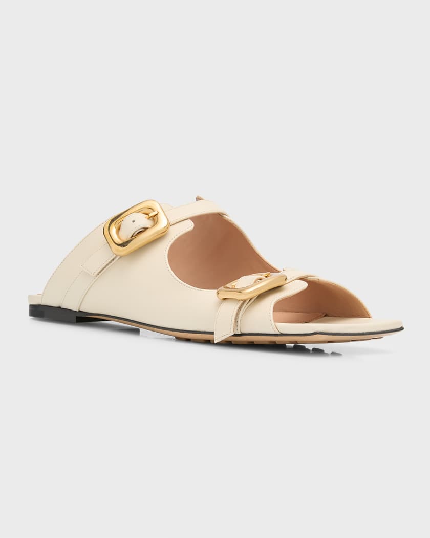 Bottega Veneta® Women's Stretch Buckle Mule Sandal in Sea Salt