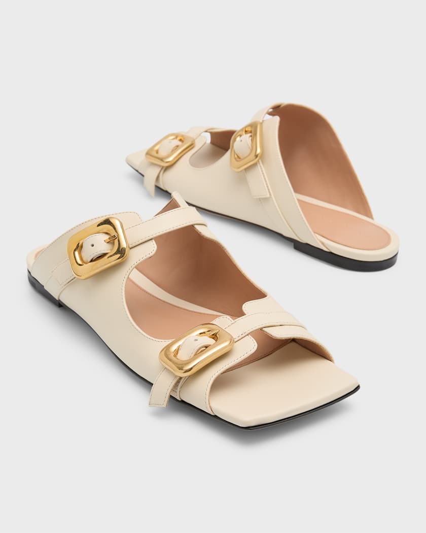 Stretch Buckle leather mules in beige - Bottega Veneta