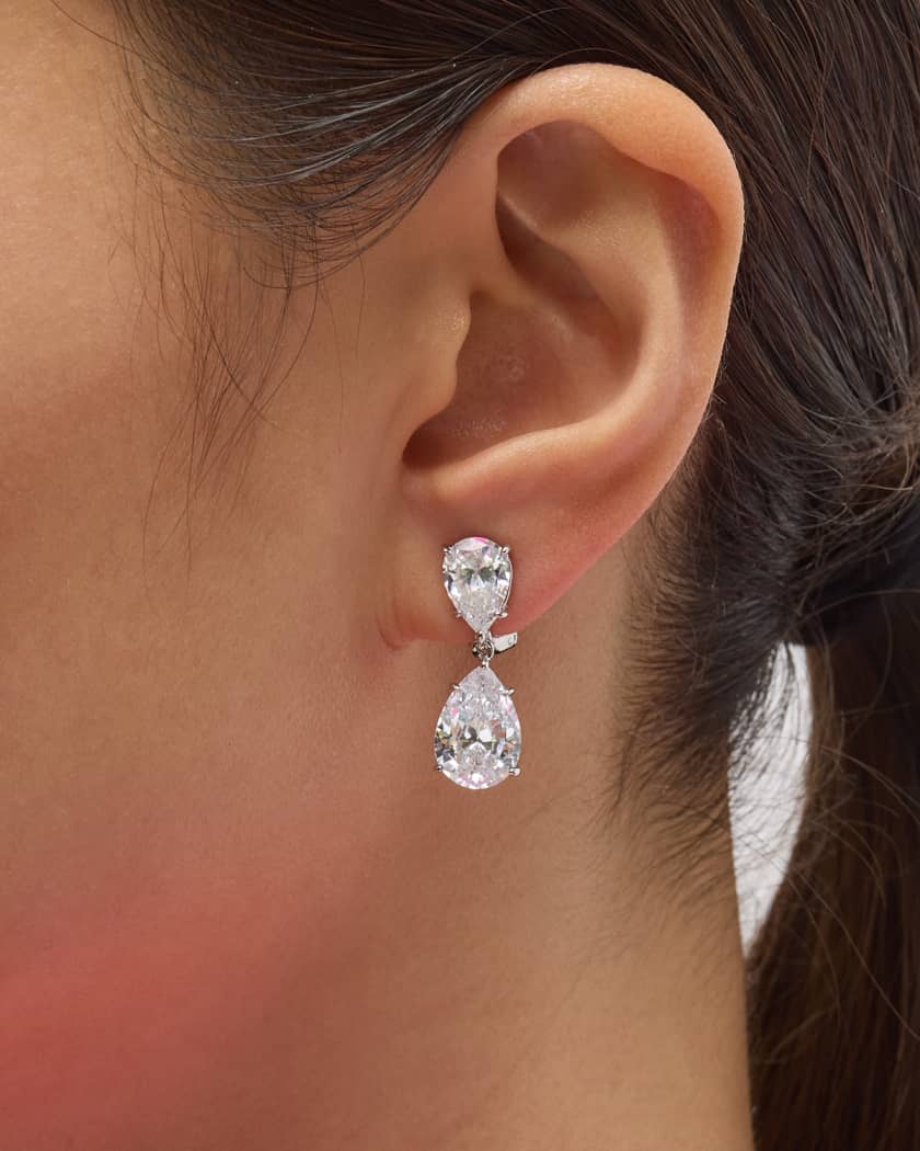 Pear Cubic Zirconia Drop Earrings