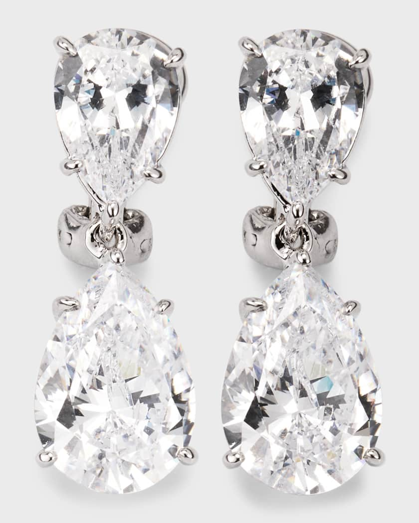 Drop Shaped Stud Earrings with Clear CZ stone