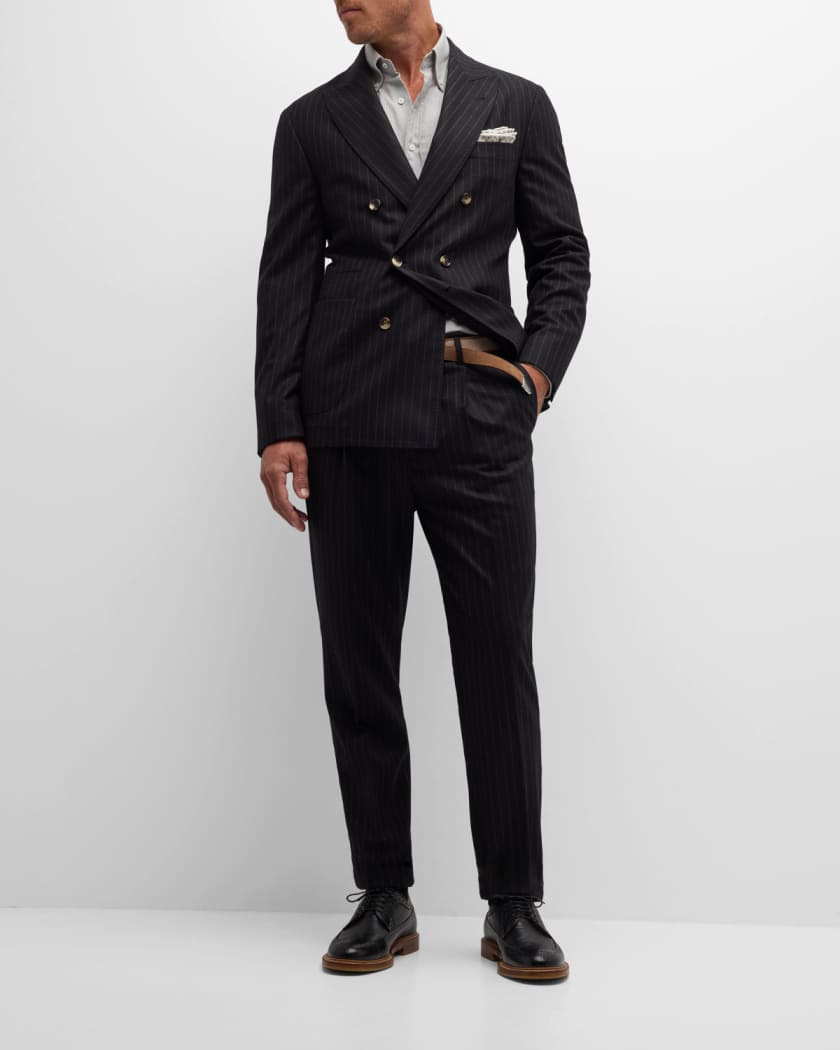 Men's Pinstriped Flannel Double-Breasted Suit