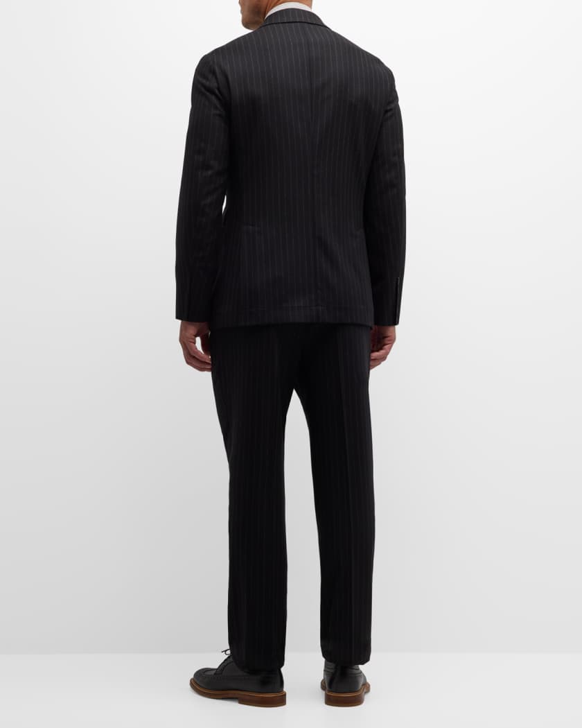 Men's Pinstriped Flannel Double-Breasted Suit