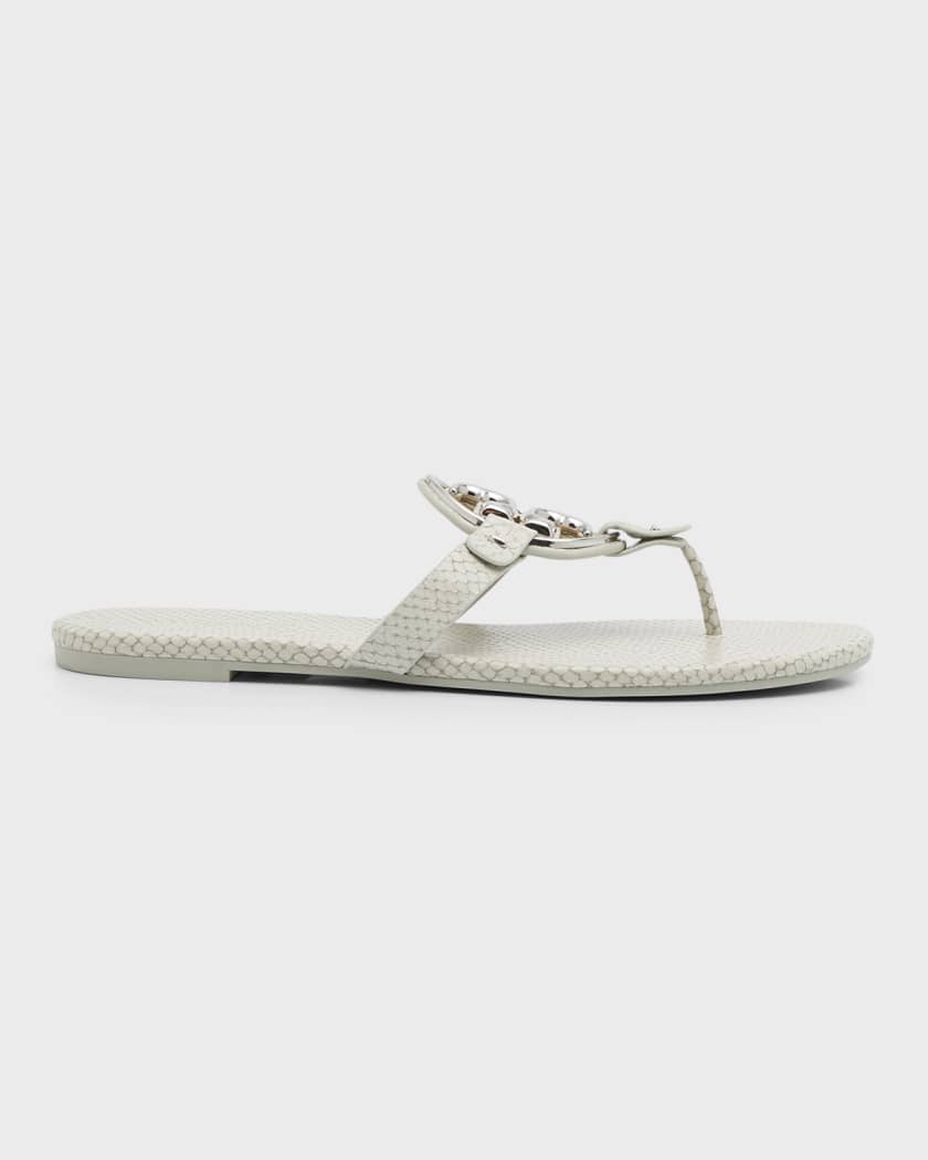 Tory Burch Metal Miller Embossed Leather Sandals Neiman Marcus
