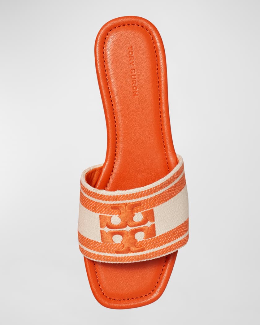 Tory Burch Double T Jacquard Slide Sandals | Neiman Marcus