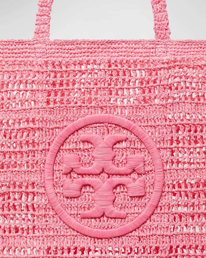Tory Burch Kira Straw Crochet Small Convertible Shoulder Bag Dark Lotus