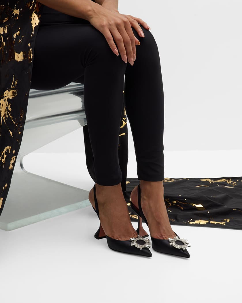 Amina Muaddi Begum Satin Crystal Slingback Pumps Neiman Marcus