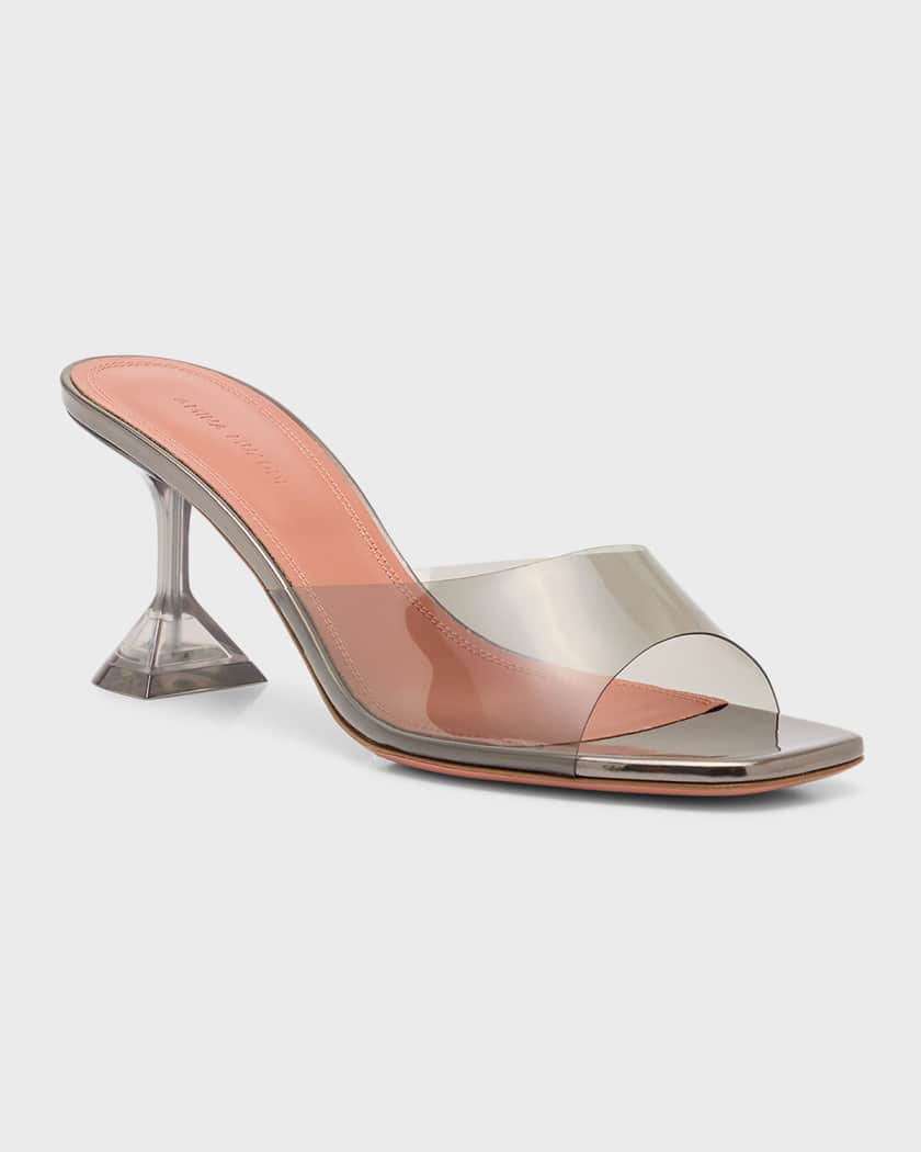 AMINA MUADDI 'lupita' Transparent Glass Heeled Sandals Women Shoes Heels  Mules 'lupita' Transparent Glass Heeled Sandals in Metallic