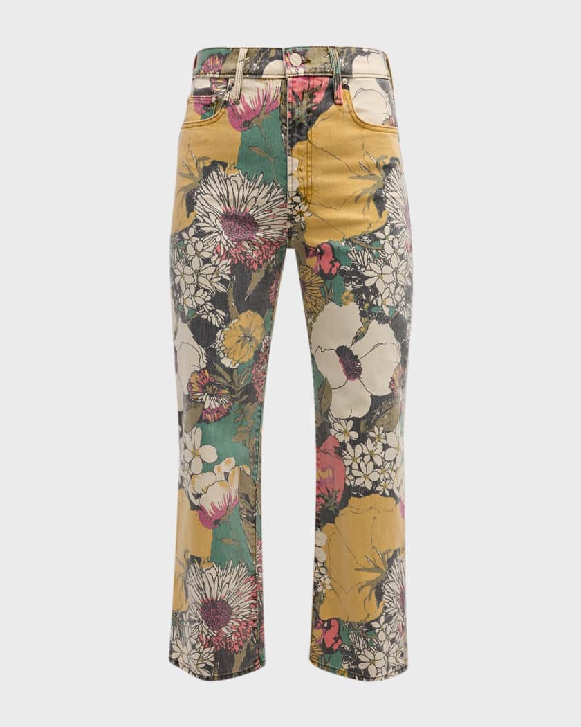 MOTHER The Zip Ankle Floral Jeans Neiman