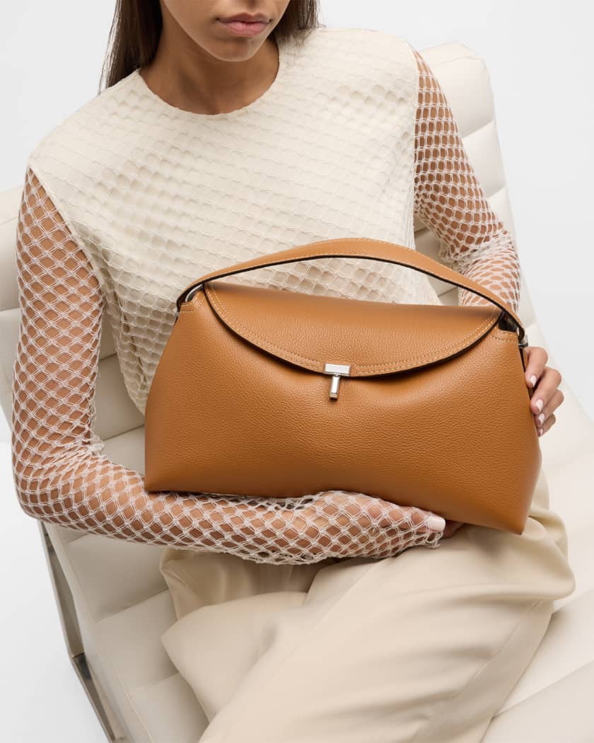 T-Lock Top Handle Bag in Pebble Grain Leather