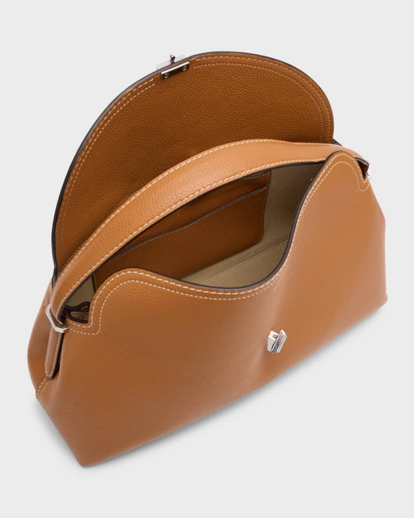 T-Lock Top Handle Bag in Pebble Grain Leather