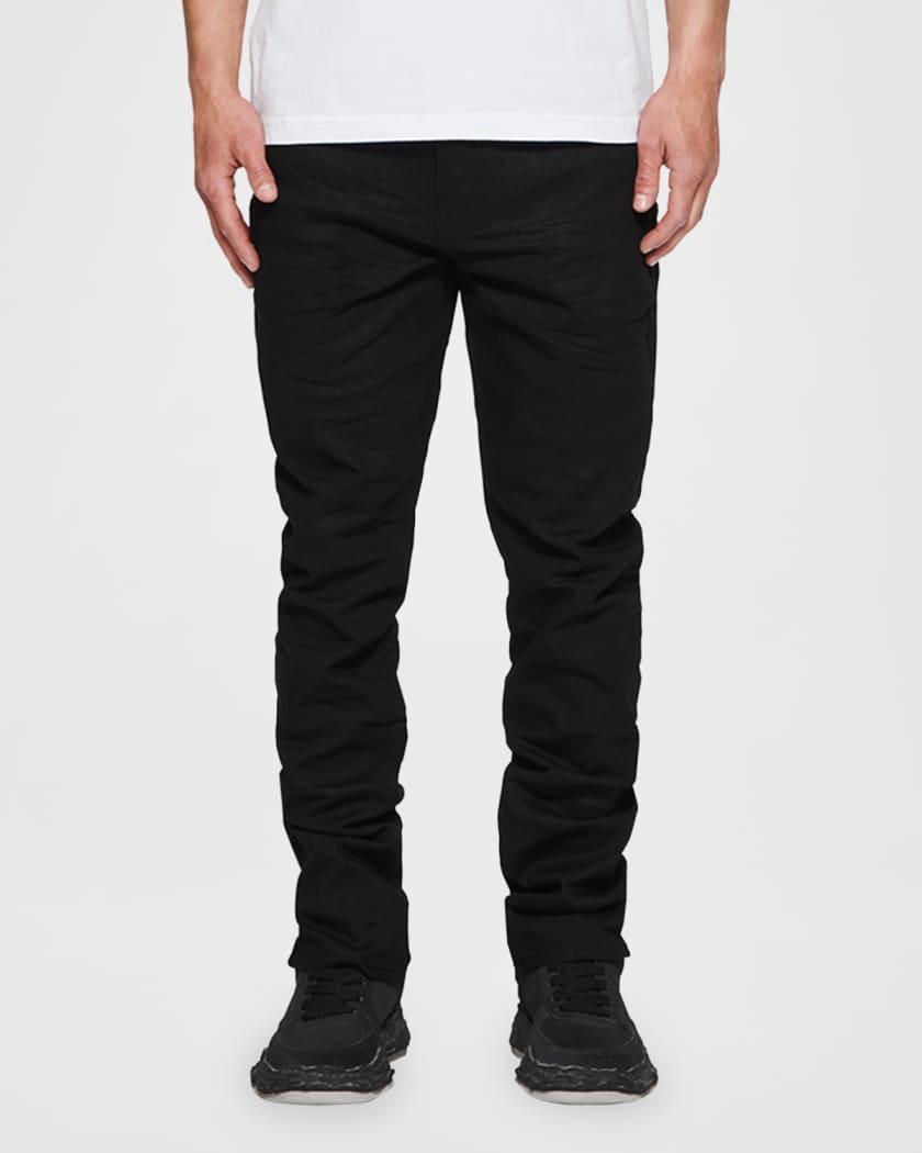 Men's P005 Black Raw Slim-Fit Jeans