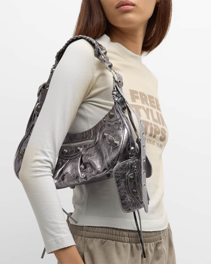 Balenciaga Le Cagole Metallic Shoulder Bag - Grey