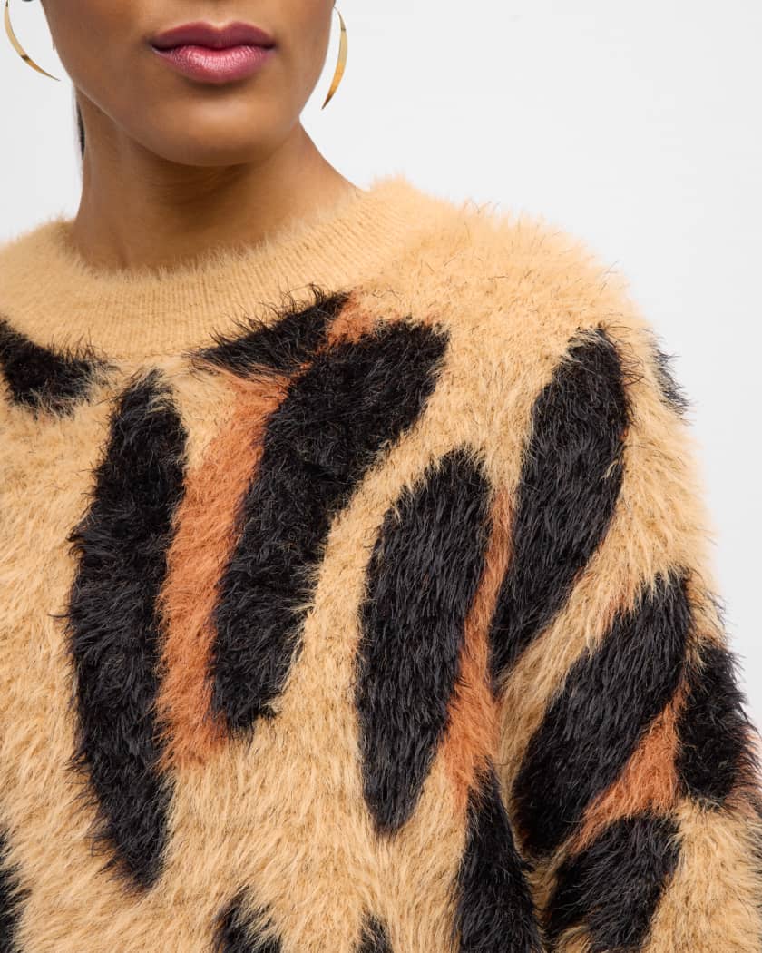 Shrunken Pullover Sweater in Tiger Stripe