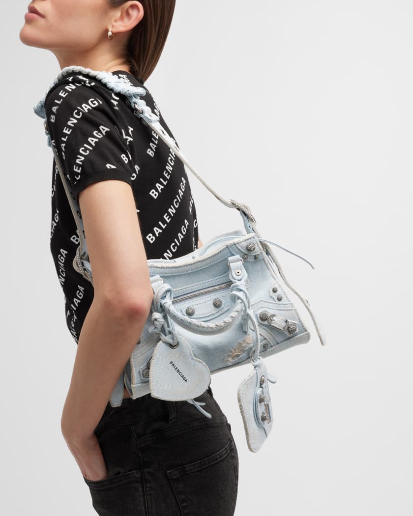 Balenciaga Neo Cagole Small Denim Shoulder Bag