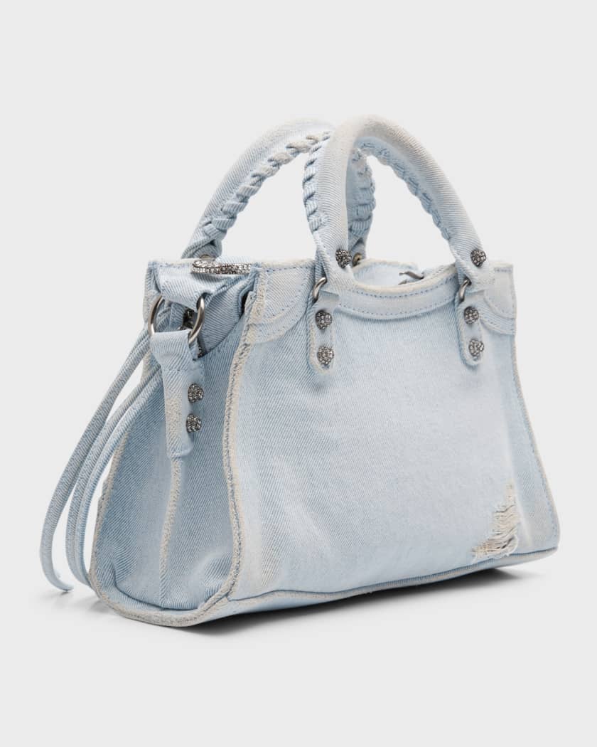 Balenciaga Women's Neo Cagole City Handbag in Denim - Blue One-Size
