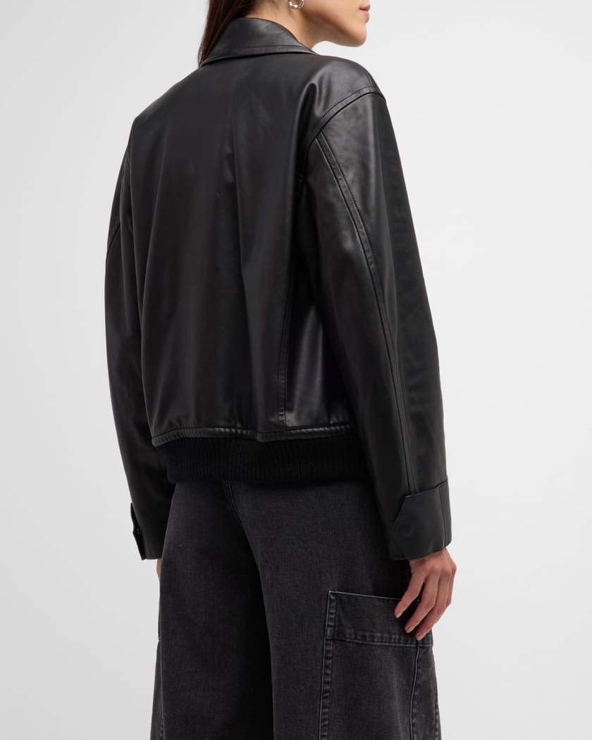 Vince Lambskin Leather Bomber Jacket | Neiman Marcus