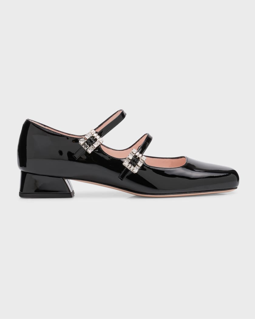 55mm Mini Buckle Patent Leather Pumps