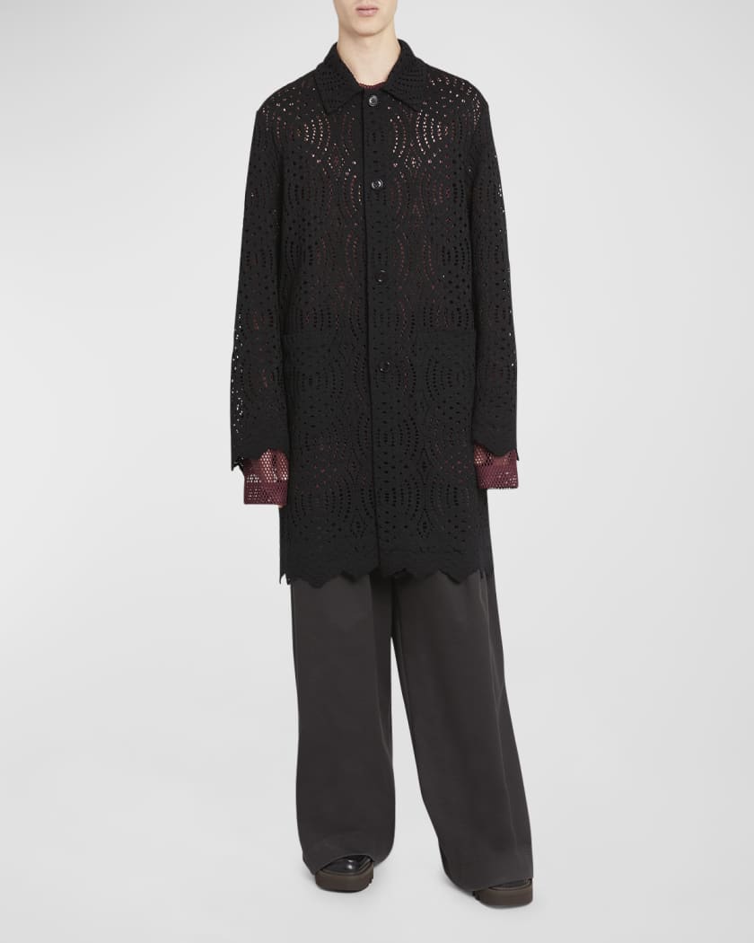 Dries Van Noten Men's Rakin Lace Topcoat | Neiman Marcus