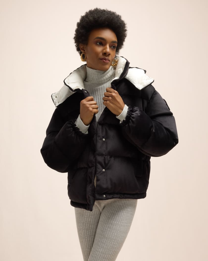 Moncler Daos Velvet Puffer Jacket | Neiman Marcus