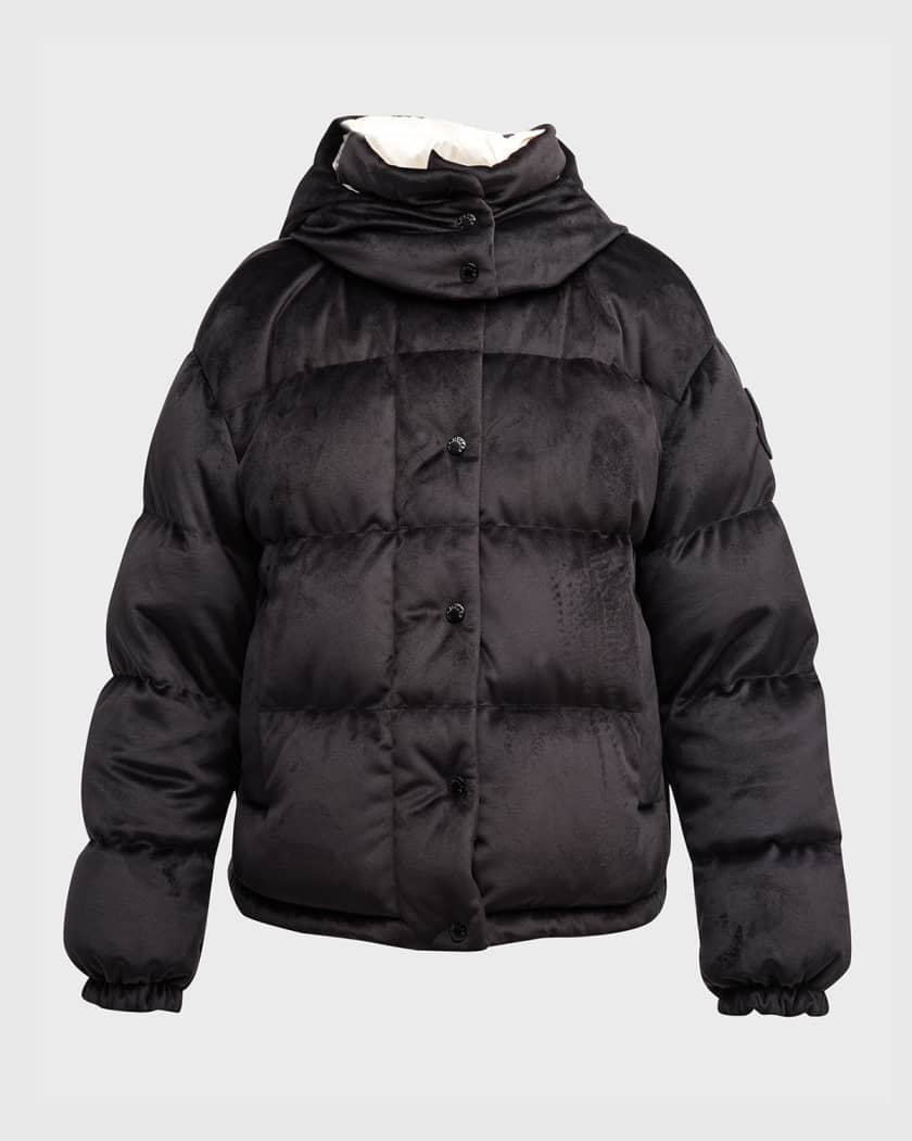 Moncler black velvet puffer 2025